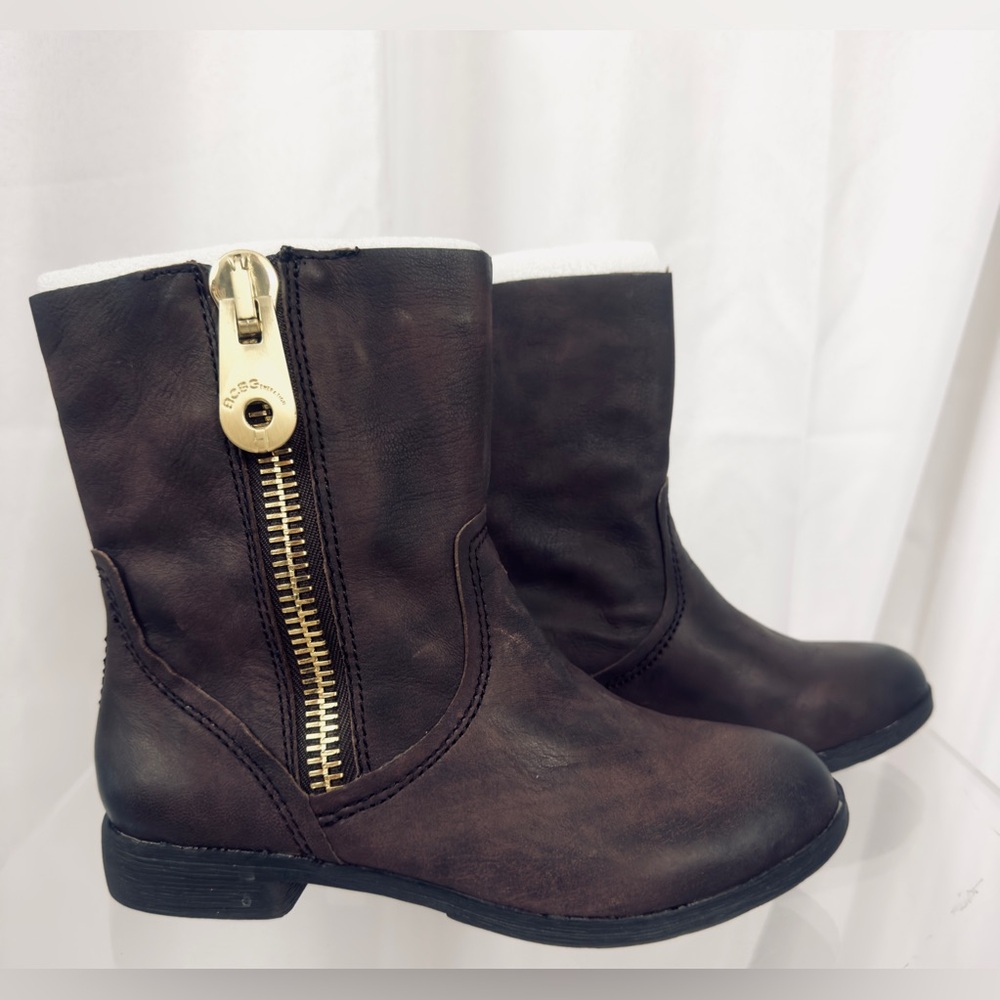 BCBGeneration Women's Rossy Zip Up Brown & Black Moto Leather Boots   5.5B   NWT